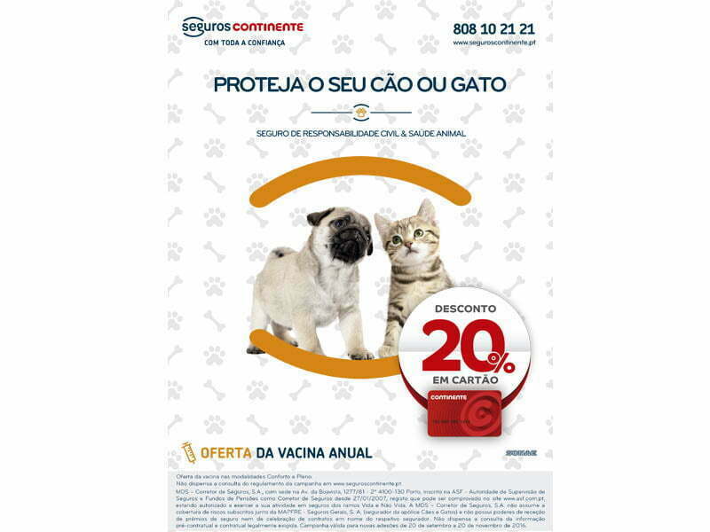 Continente oferece 20% de desconto em cartão para novas adesões ao Seguro Cães e Gatos