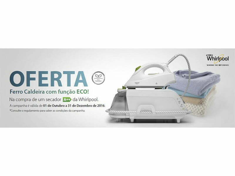 Whirlpool oferece um ferro de caldeira na compra de um secador A++