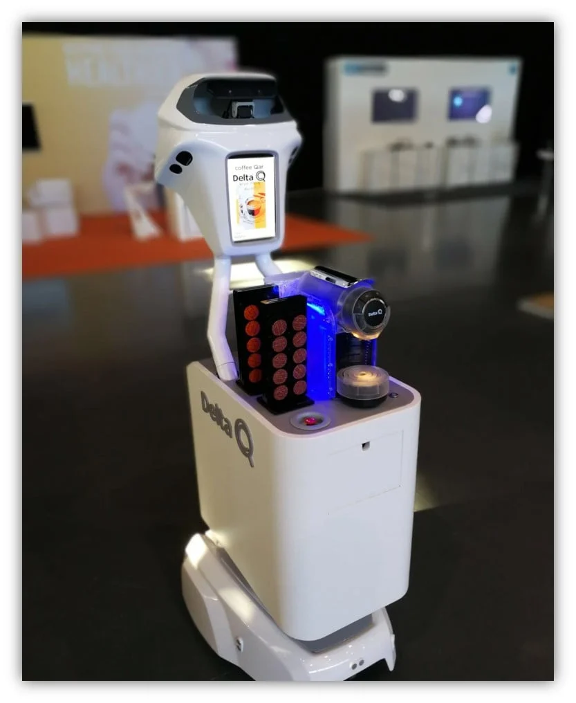 Robots Qoffee Qar em ação de degustação inédita da Delta Q