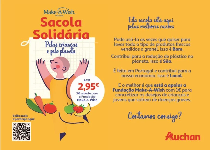 Auchan e Make-A-Wish vendem de sacolas de algodão