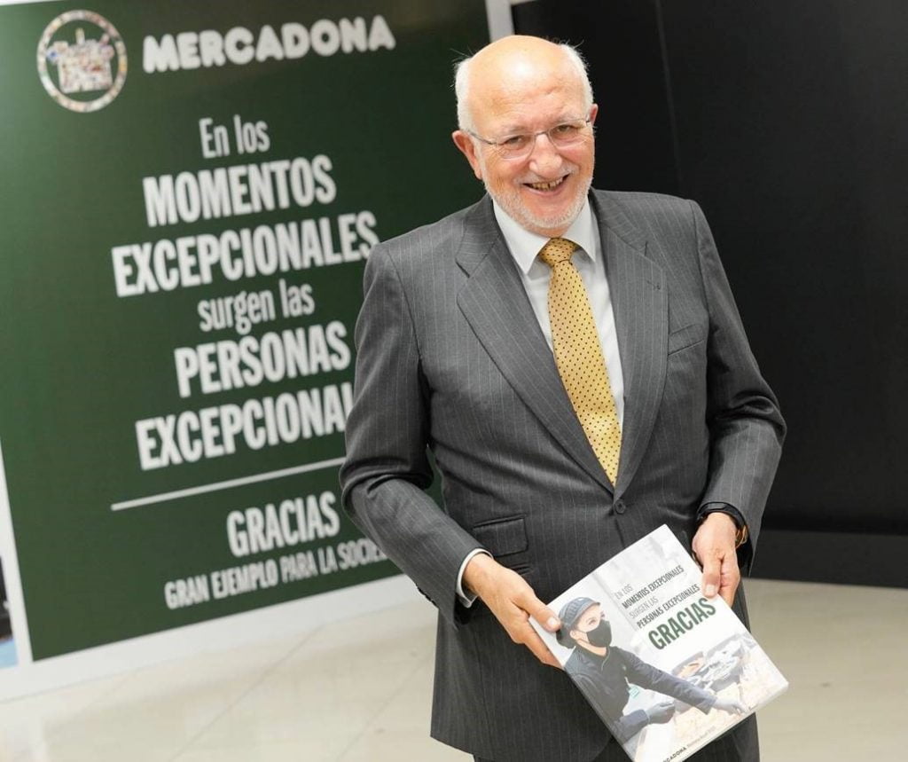 Juan Roig, presidente da Mercadona, após a realização da Conferência de Imprensa de 2020