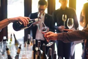 The,Waitress,Was,Pouring,A,Glass,Of,Wine.,In,Celebration