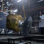 Industrial,Engineer,Working,On,Artificial,Satellite,Construction.,Aerospace,Agency:,Scientist