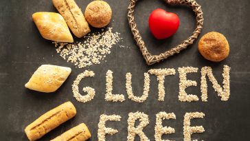 Gluten,Free,Buns,On,Wooden,Background,With,Heart,Shaped,Figure.