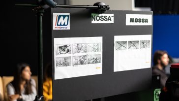 Campanha Minipreco com a atriz Sara Prata nos estúdios STP