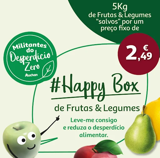 Auchan vende caixa de frutas e legumes para combater o desperdício alimentar