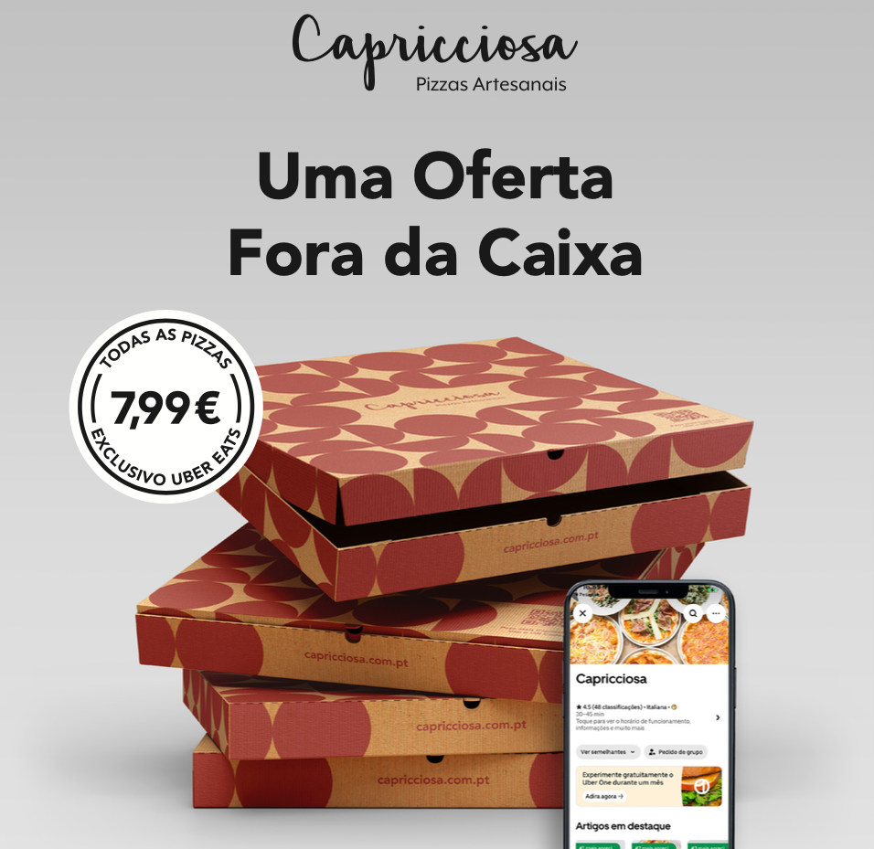 Capricciosa assinala exclusividade com Uber Eats através de campanha Fora da Caixa
