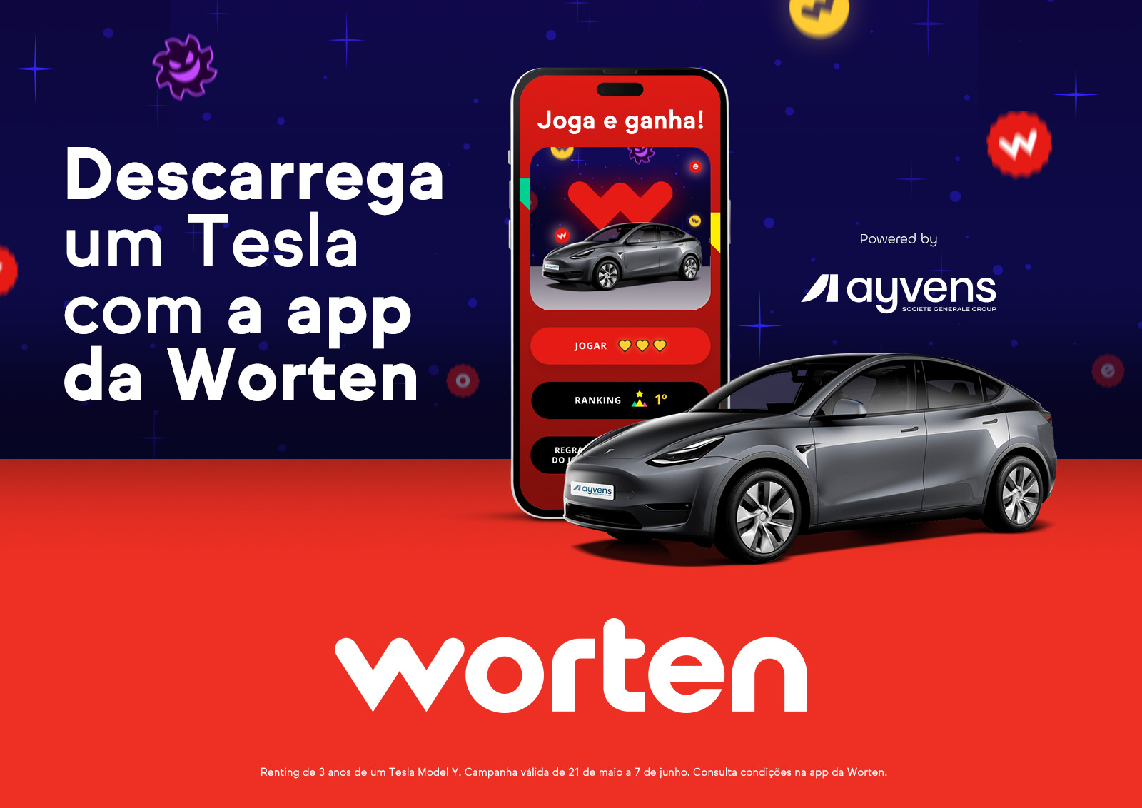 Worten lança nova campanha onde oferece o renting de um Tesla Model Y