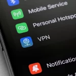Personal VPN (Virtual Private Network) settings on a screen smartphone, iPhone inteface macro, closeup. Apple Inc. is an American multinational technology company.
