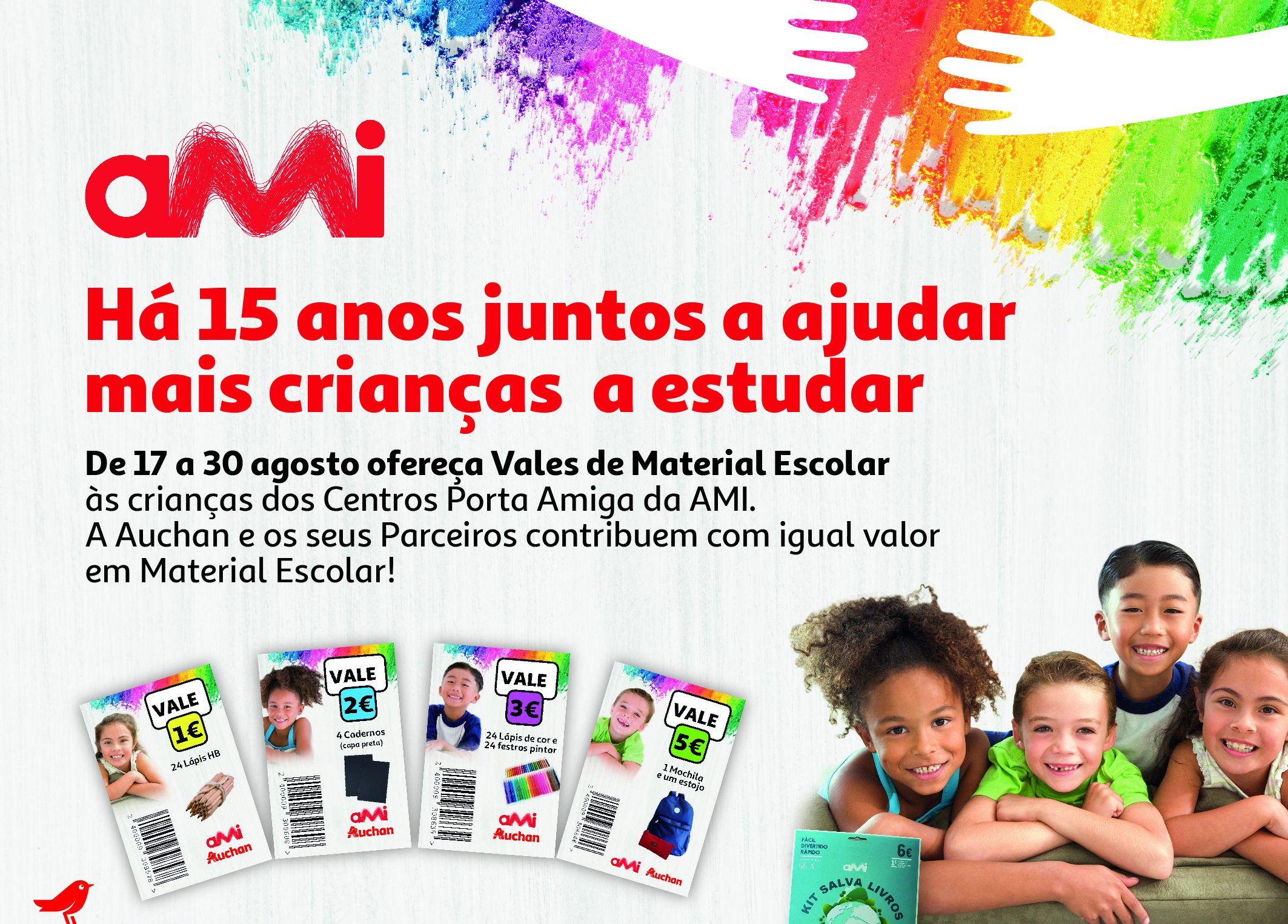 Auchan junta-se à AMI para doar material escolar a mais de 3000 crianças
