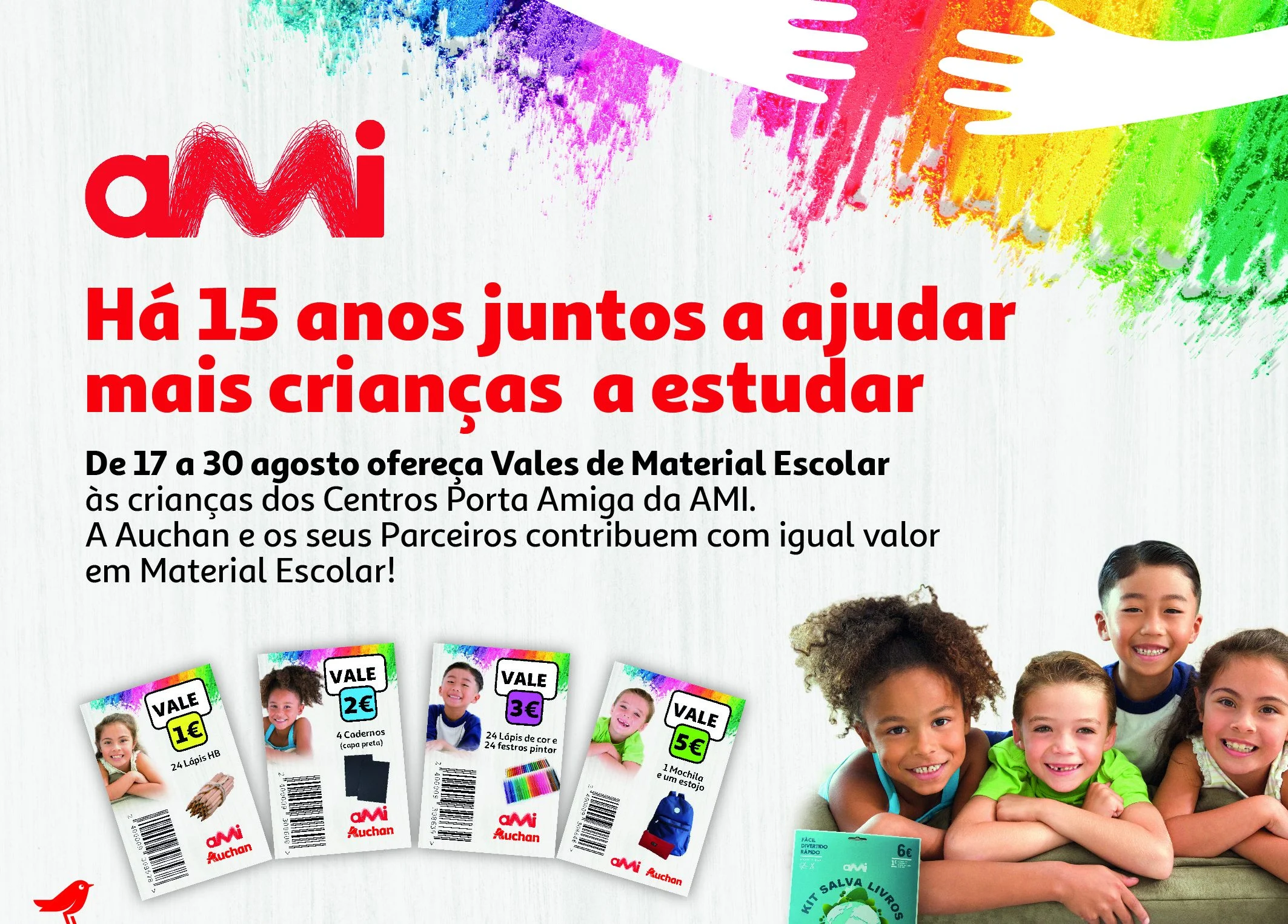 Auchan junta-se à AMI para doar material escolar a mais de 3000 crianças