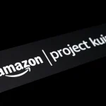 Amazon Project Kuiper logo seen on smartphone screen. Amazon's Project Kuiper is a global broadband access through a constellation of satellites.