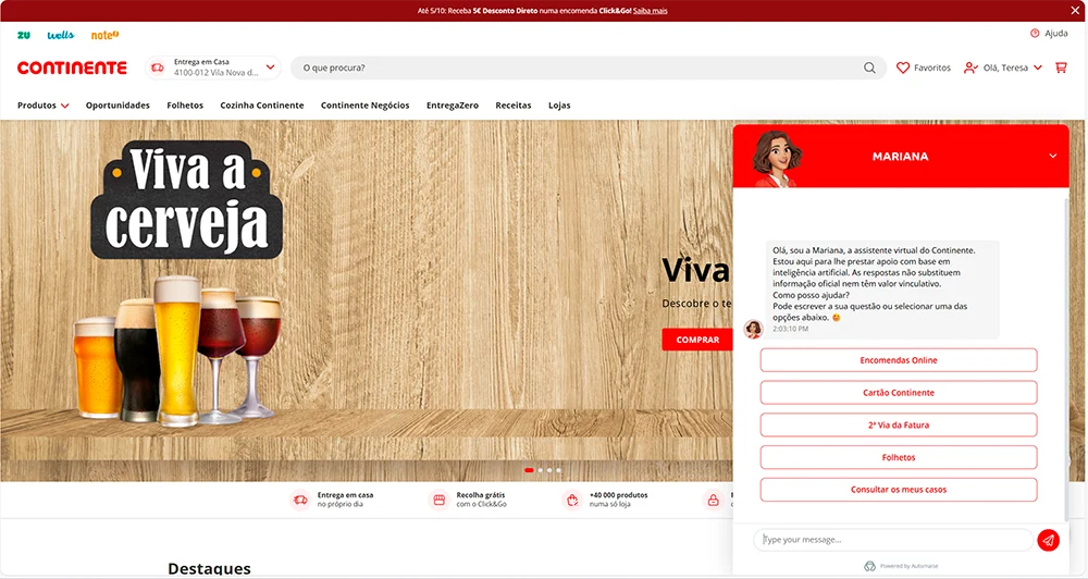 Continente e Automaise lançam primeiro assistente de IA para hipermercados em Portugal