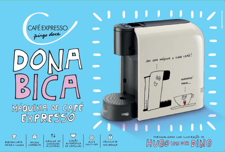 Pingo Doce lança máquina de café com ilustração de Hugo van der Ding