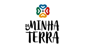 Logótipo “Da Minha Terra” com símbolo colorido em forma de flor