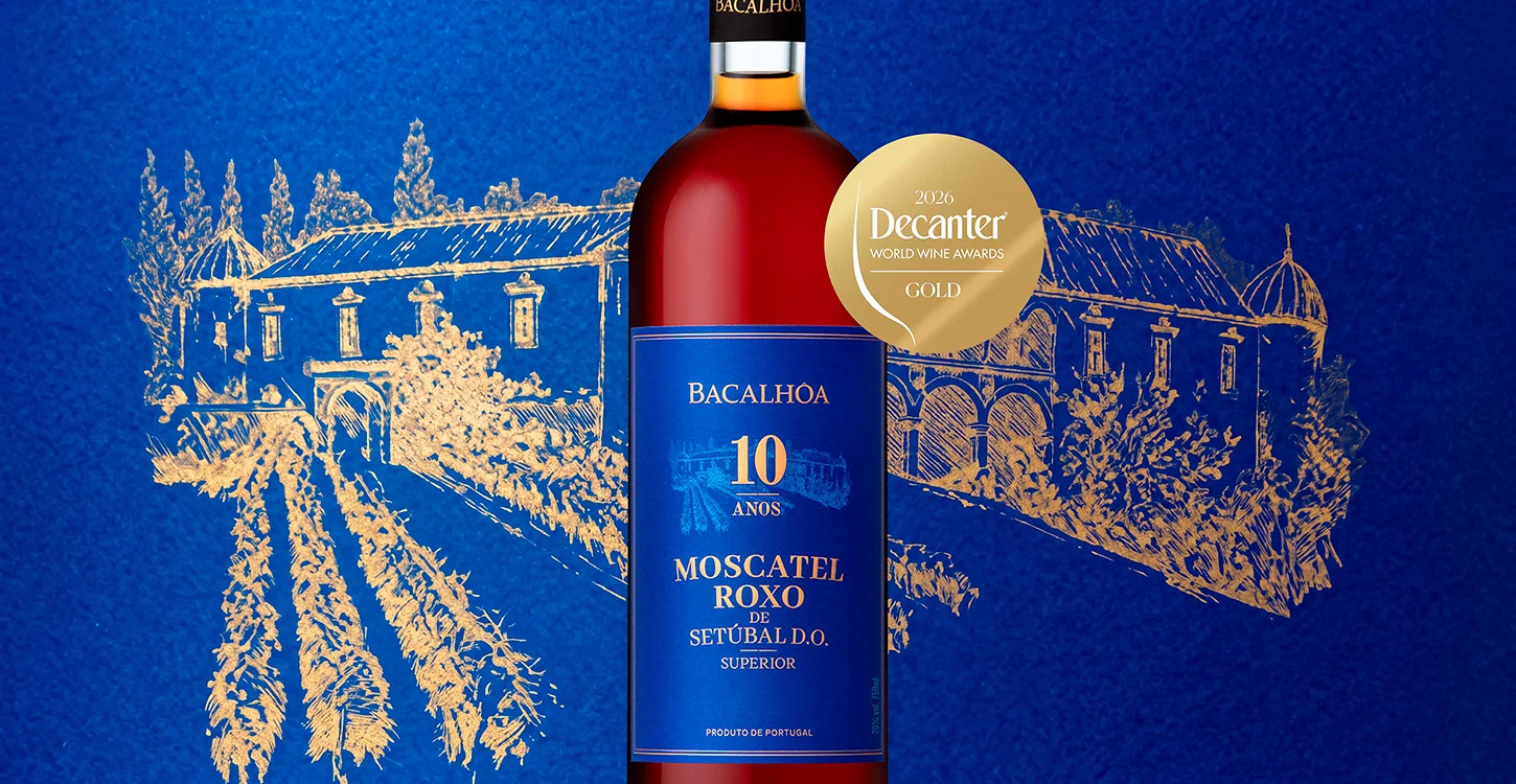 Garrafa Bacalhôa Moscatel Roxo de Setúbal D.O. Superior, 10 anos, medalha de ouro nos Decanter World Wine Awards 2026