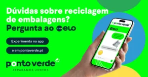 Banner do Ponto Verde sobre reciclagem de embalagens, promovendo a app e o site pontoverde.pt
