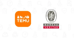 Logótipos da Temu e da Bureau Veritas